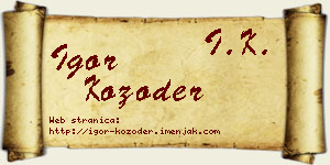 Igor Kozoder vizit kartica